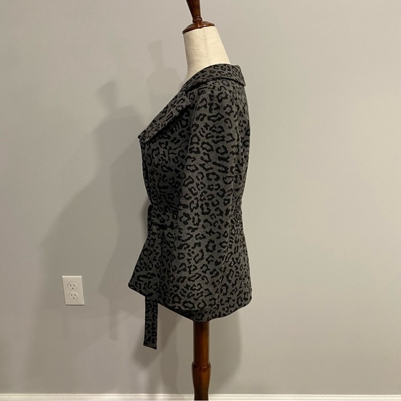 Sandro Leopard Print Belted Blazer Coat Medium - Picture 8 of 10